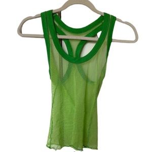 vintage neon green mesh tank